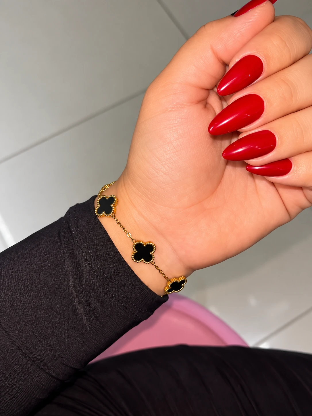 Bright Scarlet Almond Nails
